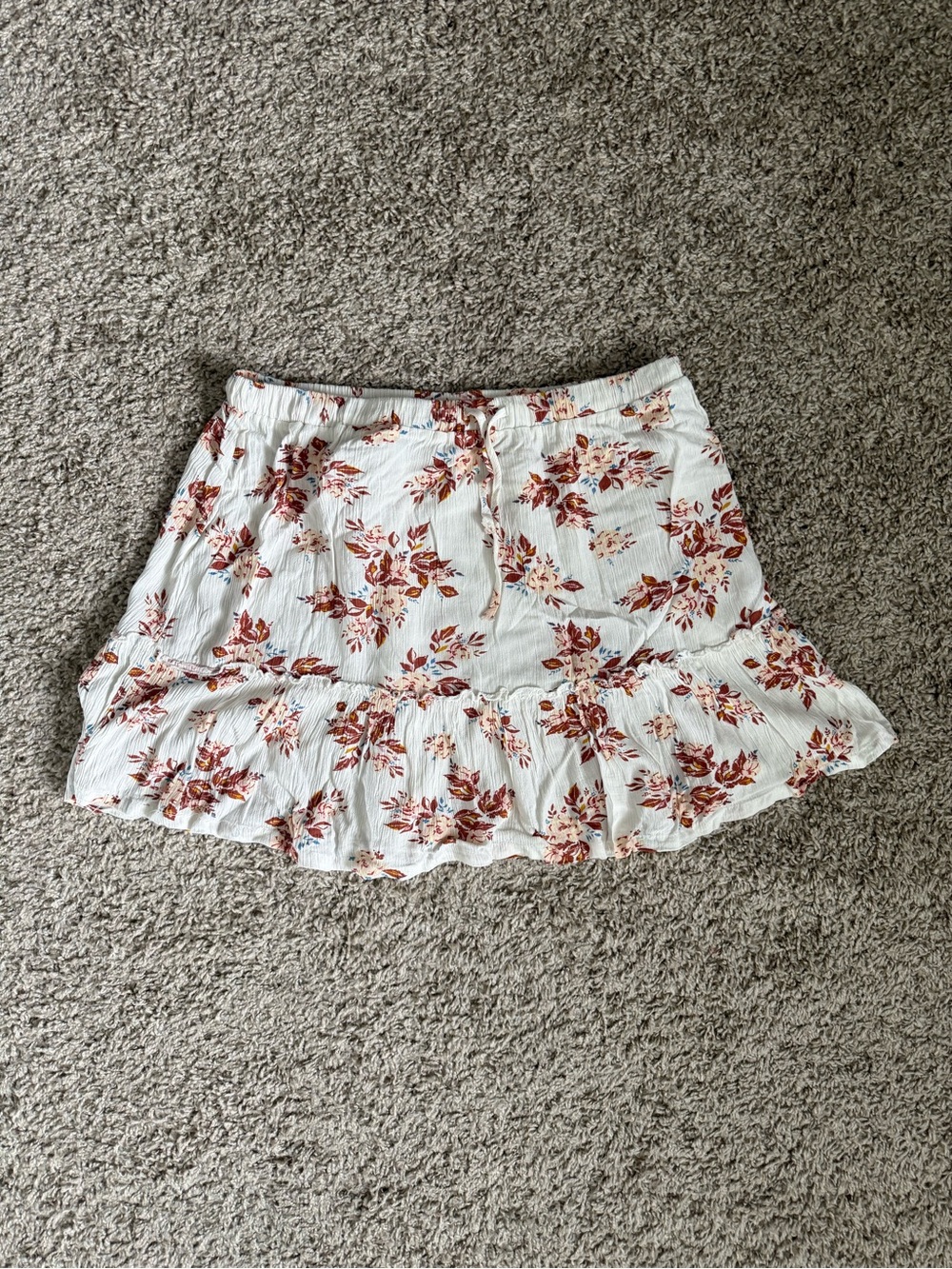 Cotton On White Mini Skirt with Rust Floral Print
